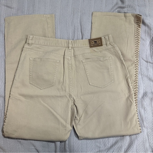 Vintage Lauren Ralph Lauren size 12 jeans, tan, stitching, bootcut, spring - Picture 7 of 10